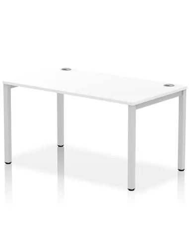 Dynamic Impulse Bench Single Row 1400 Silver Frame Office Bench Desk White IB00261