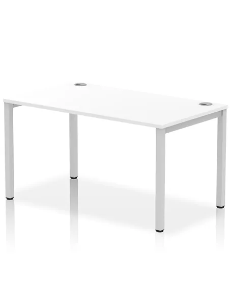 Dynamic Impulse Bench Single Row 1400 Silver Frame Office Bench Desk White IB00261