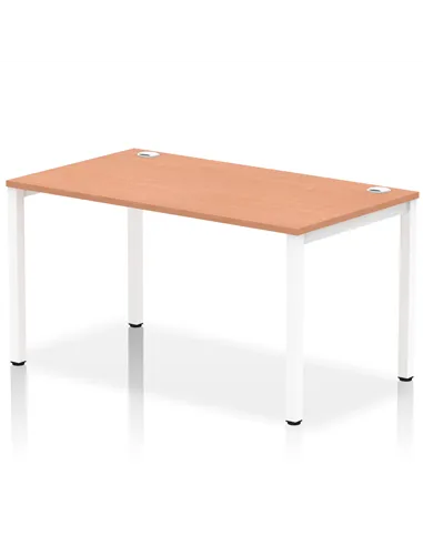 Dynamic Impulse Bench Single Row 1400 White Frame Office Bench Desk Beech IB00262