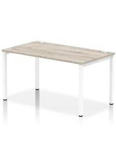 Dynamic Impulse Bench Single Row 1400 White Frame Office Bench Desk Grey Oak IB00263