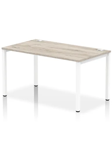 Dynamic Impulse Bench Single Row 1400 White Frame Office Bench Desk Grey Oak IB00263
