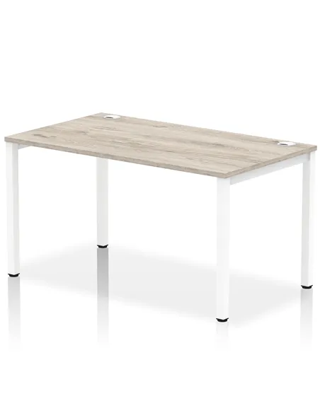 Dynamic Impulse Bench Single Row 1400 White Frame Office Bench Desk Grey Oak IB00263