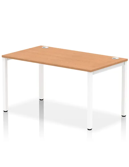Dynamic Impulse Bench Single Row 1400 White Frame Office Bench Desk Oak IB00265