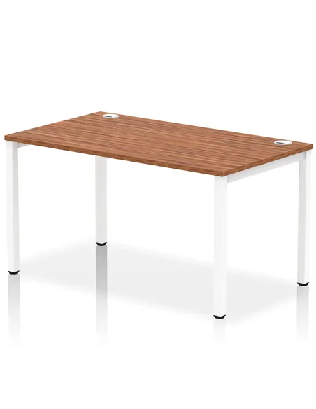 Dynamic Impulse Bench Single Row 1400 White Frame Office Bench Desk Walnut IB00266