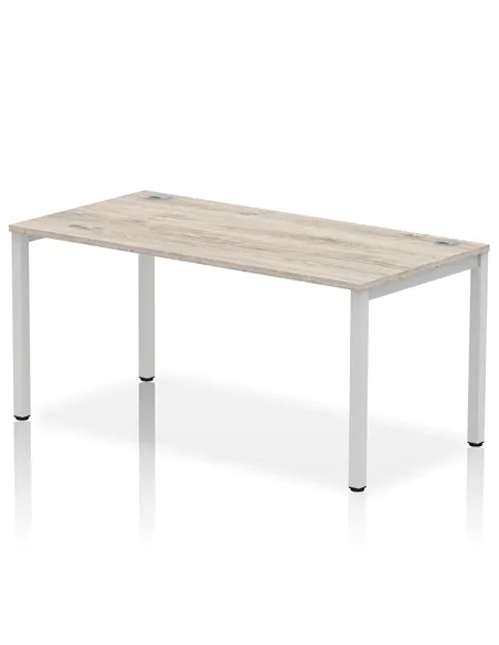 Dynamic Impulse Bench Single Row 1600 Silver Frame Office Bench Desk Grey Oak IB00269