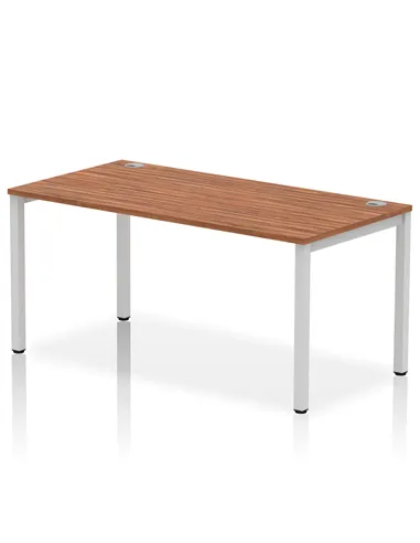 Dynamic Impulse Bench Single Row 1600 Silver Frame Office Bench Desk Walnut IB00272