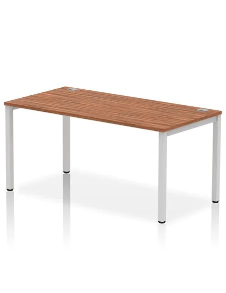 Dynamic Impulse Bench Single Row 1600 Silver Frame Office Bench Desk Walnut IB00272