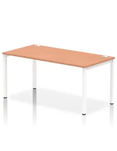 Dynamic Impulse Bench Single Row 1600 White Frame Office Bench Desk Beech IB00274