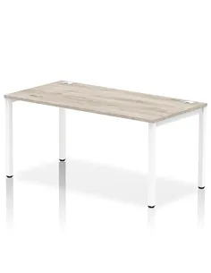 Dynamic Impulse Bench Single Row 1600 White Frame Office Bench Desk Grey Oak IB00275
