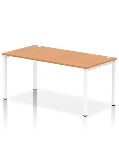 Dynamic Impulse Bench Single Row 1600 White Frame Office Bench Desk Oak IB00277