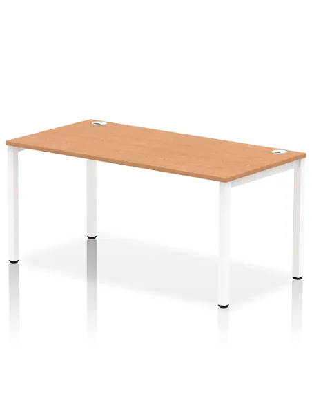 Dynamic Impulse Bench Single Row 1600 White Frame Office Bench Desk Oak IB00277