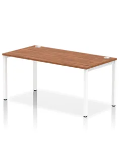 Dynamic Impulse Bench Single Row 1600 White Frame Office Bench Desk Walnut IB00278