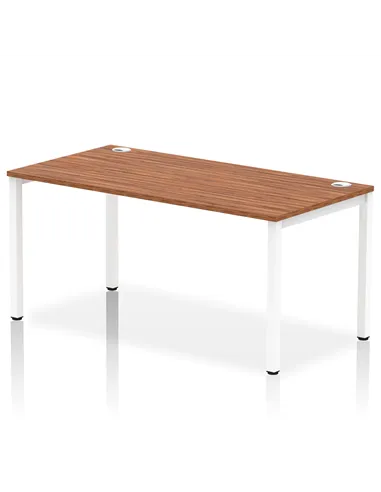 Dynamic Impulse Bench Single Row 1600 White Frame Office Bench Desk Walnut IB00278