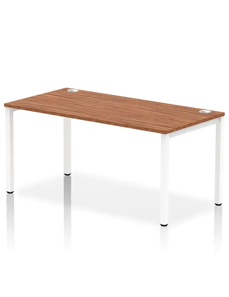 Dynamic Impulse Bench Single Row 1600 White Frame Office Bench Desk Walnut IB00278