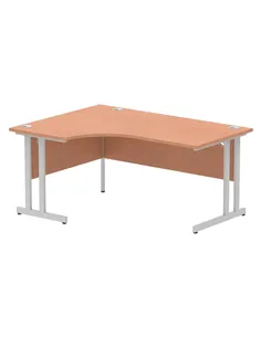 Dynamic Impulse 1600mm Left Crescent Office Desk Beech Top Silver Cable Managed Leg I000472