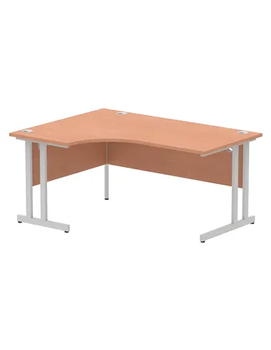 Dynamic Impulse 1600mm Left Crescent Office Desk Beech Top Silver Cable Managed Leg I000472