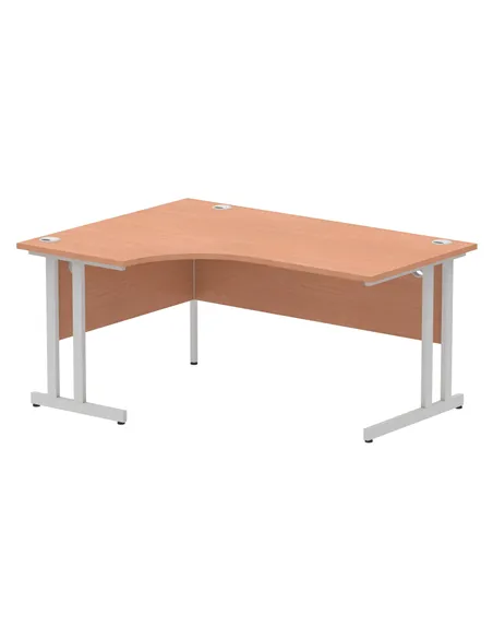 Dynamic Impulse 1600mm Left Crescent Office Desk Beech Top Silver Cable Managed Leg I000472