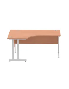 Dynamic Impulse 1600mm Left Crescent Office Desk Beech Top Silver Cable Managed Leg I000472 2