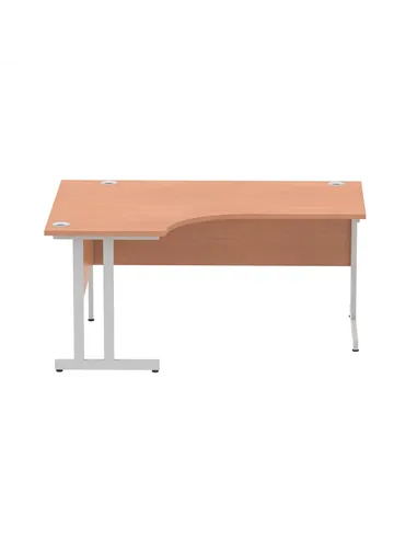 Dynamic Impulse 1600mm Left Crescent Office Desk Beech Top Silver Cable Managed Leg I000472