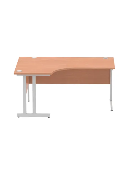 Dynamic Impulse 1600mm Left Crescent Office Desk Beech Top Silver Cable Managed Leg I000472