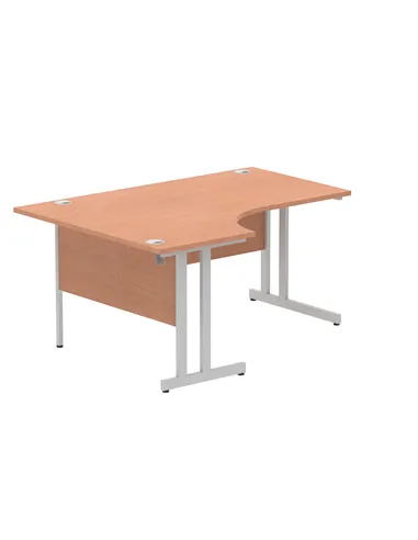 Dynamic Impulse 1600mm Left Crescent Office Desk Beech Top Silver Cable Managed Leg I000472