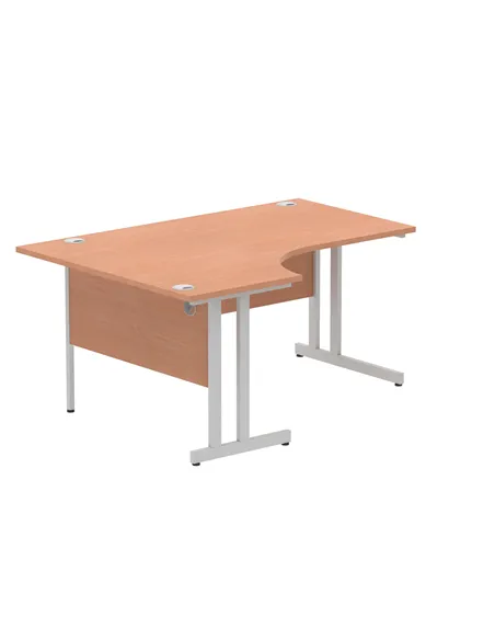 Dynamic Impulse 1600mm Left Crescent Office Desk Beech Top Silver Cable Managed Leg I000472