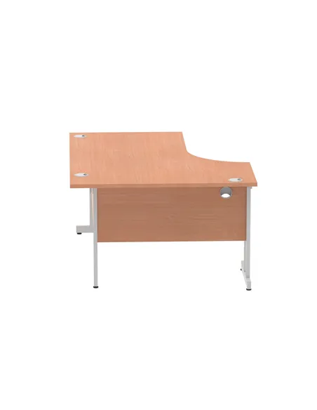 Dynamic Impulse 1600mm Left Crescent Office Desk Beech Top Silver Cable Managed Leg I000472