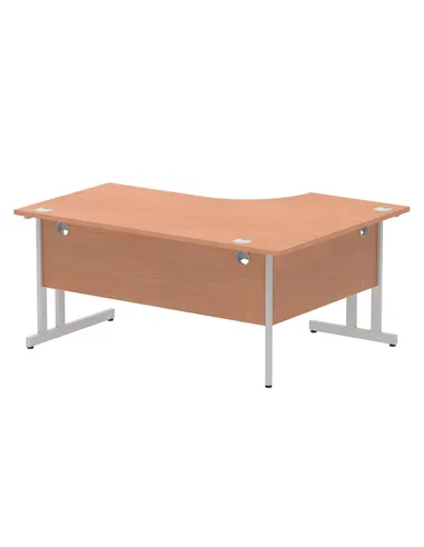 Dynamic Impulse 1600mm Left Crescent Office Desk Beech Top Silver Cable Managed Leg I000472
