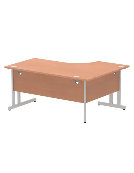 Dynamic Impulse 1600mm Left Crescent Office Desk Beech Top Silver Cable Managed Leg I000472