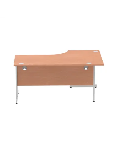 Dynamic Impulse 1600mm Left Crescent Office Desk Beech Top Silver Cable Managed Leg I000472