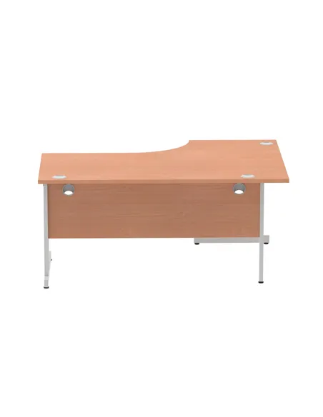 Dynamic Impulse 1600mm Left Crescent Office Desk Beech Top Silver Cable Managed Leg I000472