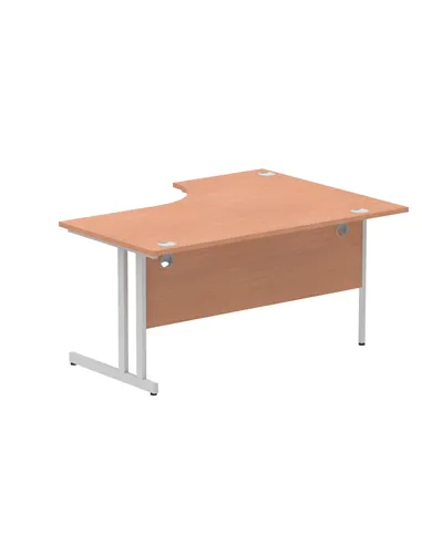 Dynamic Impulse 1600mm Left Crescent Office Desk Beech Top Silver Cable Managed Leg I000472