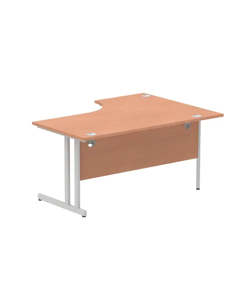 Dynamic Impulse 1600mm Left Crescent Office Desk Beech Top Silver Cable Managed Leg I000472