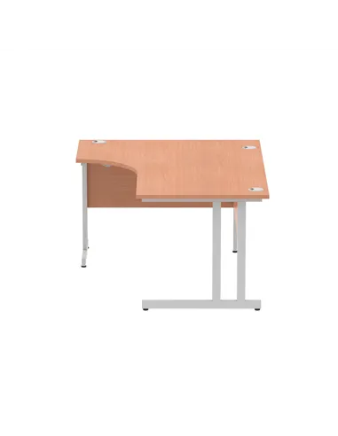 Dynamic Impulse 1600mm Left Crescent Office Desk Beech Top Silver Cable Managed Leg I000472