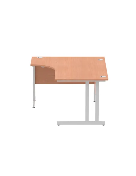 Dynamic Impulse 1600mm Left Crescent Office Desk Beech Top Silver Cable Managed Leg I000472