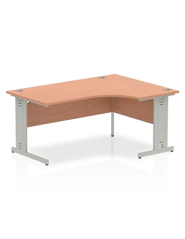 Dynamic Impulse 1600mm Right Crescent Office Desk Beech Top Silver Cable Managed Leg I000473