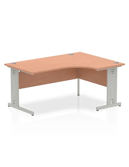 Dynamic Impulse 1600mm Right Crescent Office Desk Beech Top Silver Cable Managed Leg I000473
