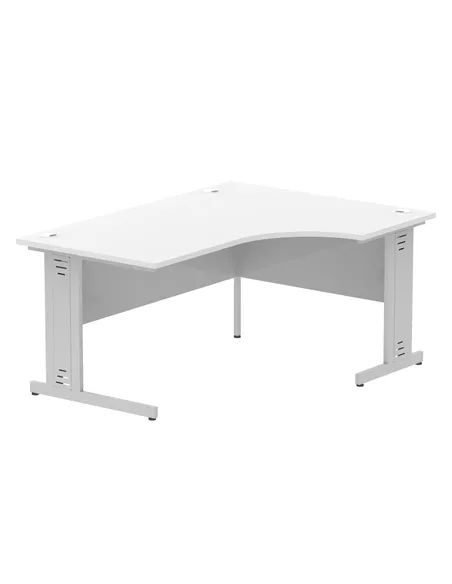 Dynamic Impulse 1600mm Left Crescent Office Desk White Top Silver Cable Managed Leg I000491