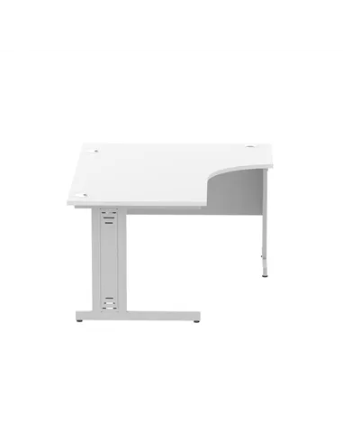 Dynamic Impulse 1600mm Left Crescent Office Desk White Top Silver Cable Managed Leg I000491