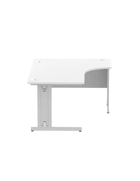 Dynamic Impulse 1600mm Left Crescent Office Desk White Top Silver Cable Managed Leg I000491