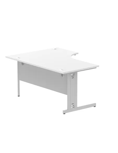 Dynamic Impulse 1600mm Left Crescent Office Desk White Top Silver Cable Managed Leg I000491