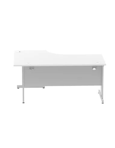 Dynamic Impulse 1600mm Left Crescent Office Desk White Top Silver Cable Managed Leg I000491