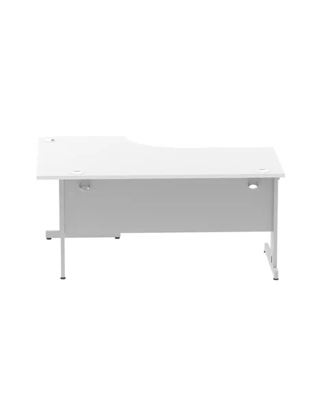 Dynamic Impulse 1600mm Left Crescent Office Desk White Top Silver Cable Managed Leg I000491