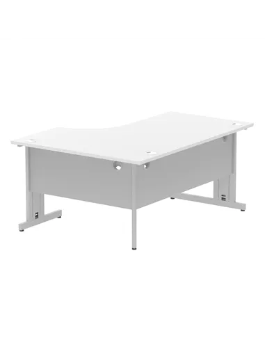 Dynamic Impulse 1600mm Left Crescent Office Desk White Top Silver Cable Managed Leg I000491