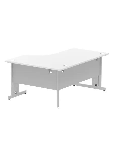 Dynamic Impulse 1600mm Left Crescent Office Desk White Top Silver Cable Managed Leg I000491