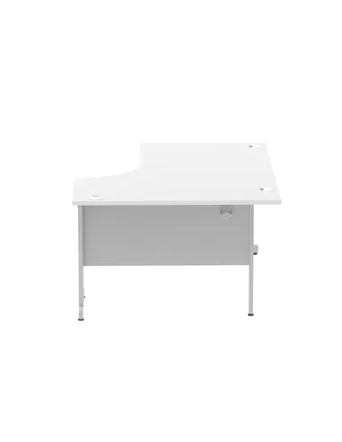 Dynamic Impulse 1600mm Left Crescent Office Desk White Top Silver Cable Managed Leg I000491