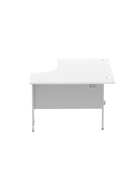 Dynamic Impulse 1600mm Left Crescent Office Desk White Top Silver Cable Managed Leg I000491