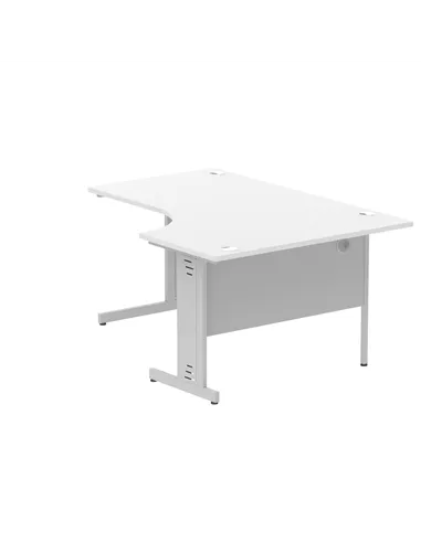 Dynamic Impulse 1600mm Left Crescent Office Desk White Top Silver Cable Managed Leg I000491