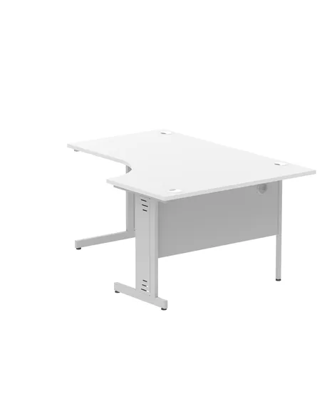 Dynamic Impulse 1600mm Left Crescent Office Desk White Top Silver Cable Managed Leg I000491