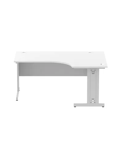 Dynamic Impulse 1600mm Left Crescent Office Desk White Top Silver Cable Managed Leg I000491